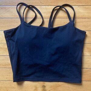 Women’s black backless crop sport bra top twist built in bra sz small